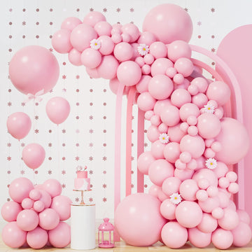 140Pcs Pastel Pink Balloons Baby Pink Balloon Garland Arch Kit 5/10/12/18 Inch Latex Pink Balloons Different Sizes As Gender Rev