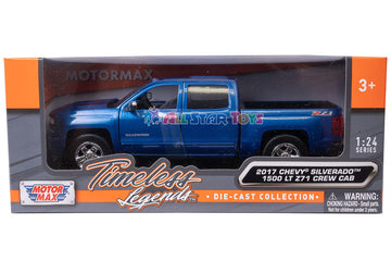 Motormax 79348Bl 2017 Chevrolet Silverado 1500 Lt Z71 Crew Cab Blue 1/27 Diecast Model Car