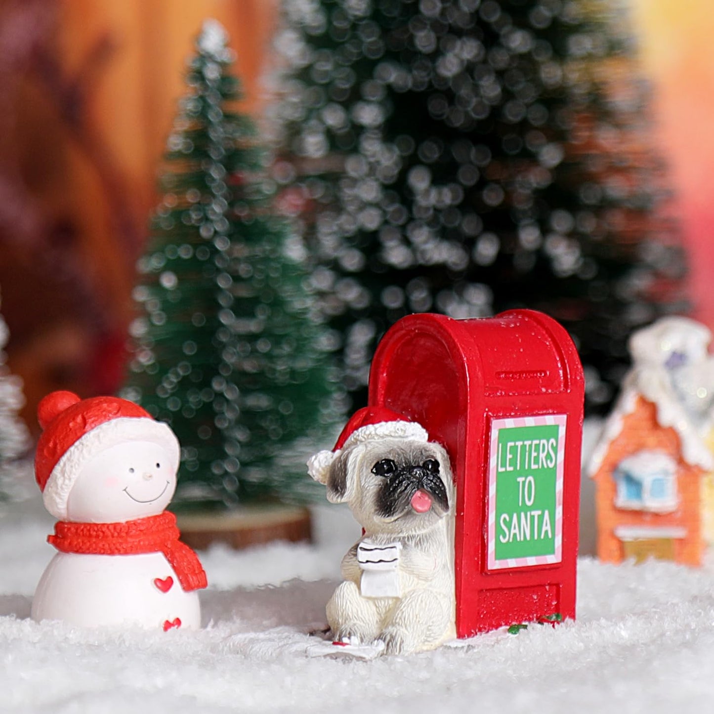 Christmas Village Accessories Ornaments Resin Puppy Read Letters From Santa Christmas Village Sets Decoration For Xmas Festival