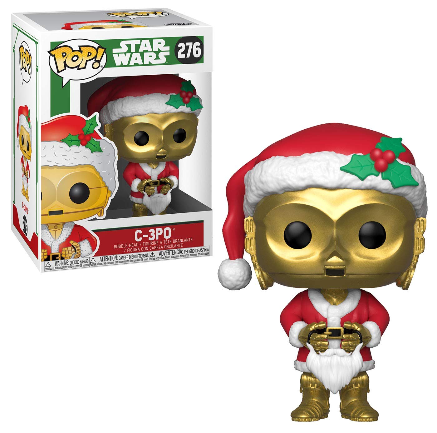 Funko Pop Star Wars Santa C-3PO Collectible Figure, Vinyl, Multicolor, Model 33888