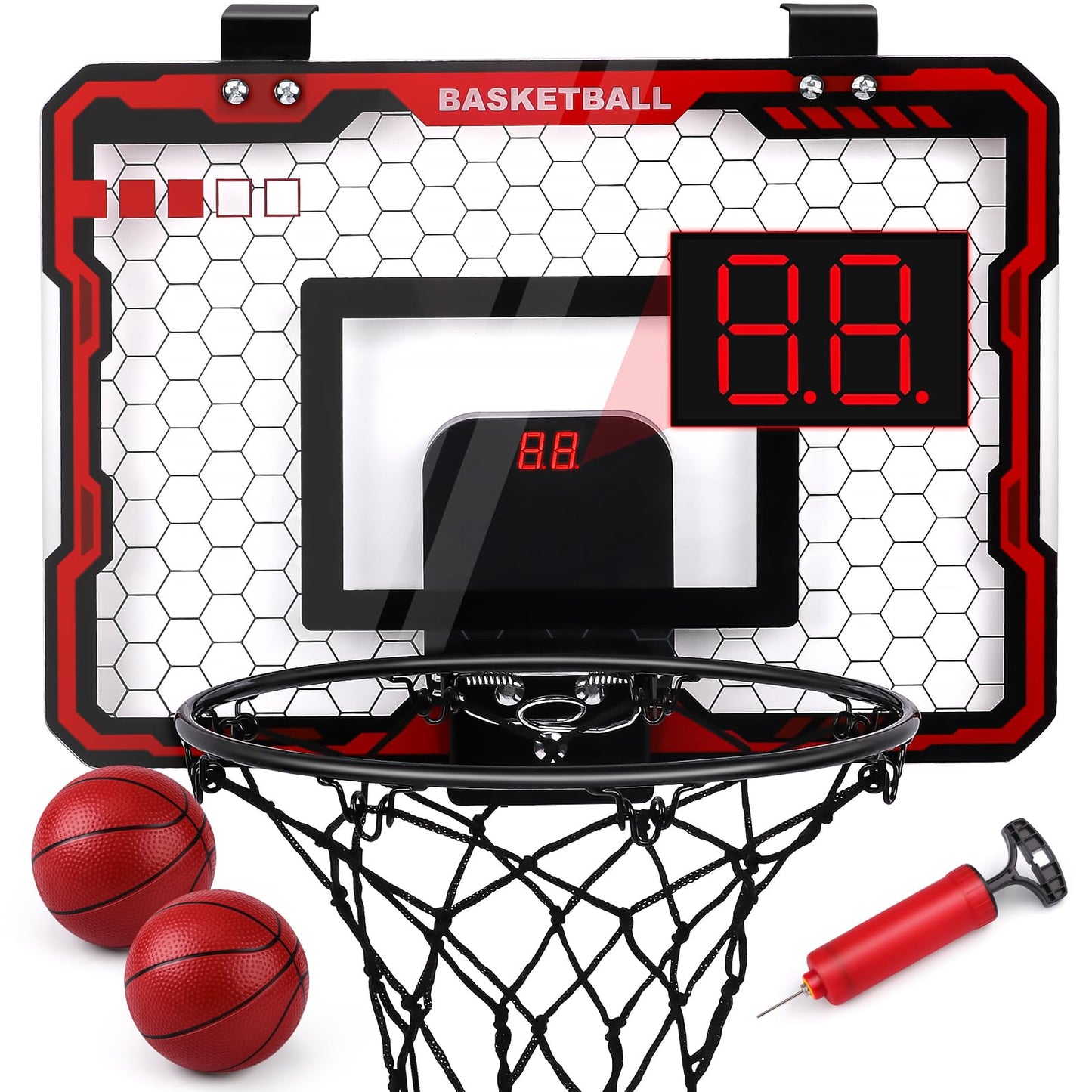 Amy&Benton Mini Basketball Hoop Indoor Kids Electronic Scoreboard Room Small Basketball Goal Door Basketball Hoop Hanging Door D