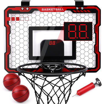 Amy&Benton Mini Basketball Hoop Indoor Kids Electronic Scoreboard Room Small Basketball Goal Door Basketball Hoop Hanging Door D