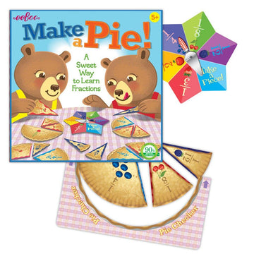 Eeboo: Make A Pie Game, A Sweet Way To Learn Fractions, Develops Math And Quantitative Skills Through Play, Screen-Free Fun, For Ages 5 And Up