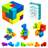 OUXIA Magnetic Building Blocks Set of 7, Rainbow 3D Puzzle Cubes, Plastic with 54 Guide Cards, Model 886-