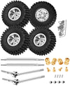 Rcarmumb RC Beadlock Wheel Tire Set with 10mm Hex Hub & Driveshafts CVD Upgrades Parts for 1/18 TRX4M,#45 Steel Front & Rear Dri