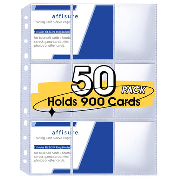 9 Pocket Card Sleeves ,Holds 900 Cards ,Trading Card Binder Sleeves,High Quality Thickened,Card Binder Sleeves, 3 Ring 9 Pocket