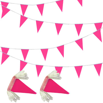 Lybutty 100 Feet Pink Pennant Banners Flags String Hanging Triangle Bunting Flags,Party Decorations For Grand Opening,Kids Birth