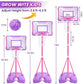 Meland Kids Basketball Hoop, Pink Basketball Hoop For Kids Toddler Basketball Hoop Outdoor & Indoor With Dart Board, Adjustable Height 3.4-6.2Ft Birthday Gift Toys For Girls 3 4 5 6 7 8 Years Old