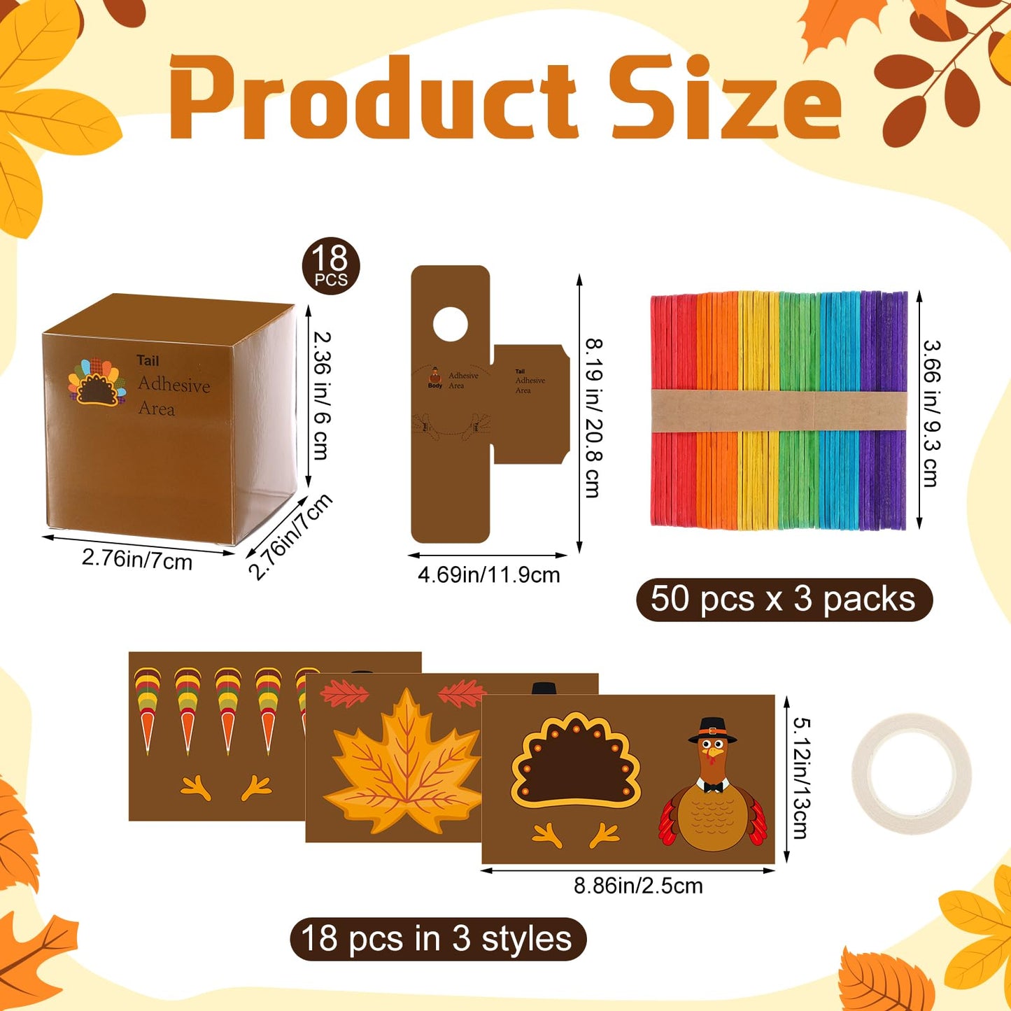 Pajean 18 Set Thanksgiving Box Crafts Kits DIY Thankful Turkey Boxes with Wooden Stick Thanksgiving Gratitude Prayer Jar Turkey