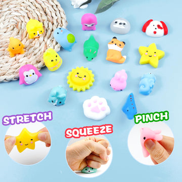 Outee 50 Pcs Mochi Toys Party Favors For Kids Kawaii Animal Toys Bulk Mochi Animals Toys For Animals Cat Fidget Toys With Gift Box Cute Stuff Goodie Bags Stress Toys