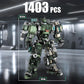 HIGH GODO Motorized Robot Building Kit, 1403 Pieces, Large Green Plastic Model for Ages 14+, Industrial Style Collectible