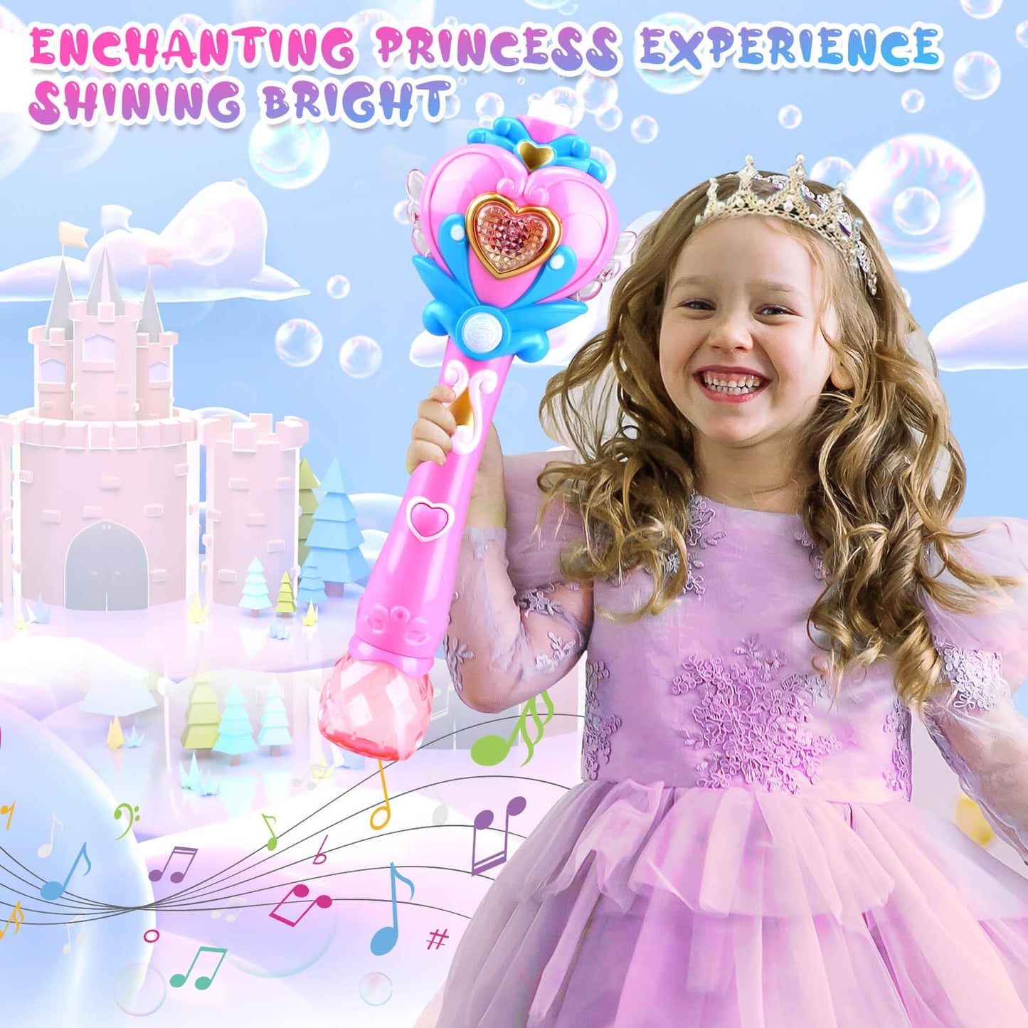 Beria Toys For Girls: Princess Toy Bubble Wand, Birthday Gifts For 3 4 5 6 7 8 Years Old Girl, Bubbles Machine Fairy Wands For K