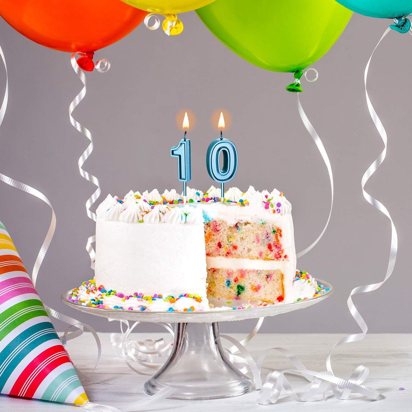 Frienda Birthday Candles - Blue 10th Birthday Cake Topper, 5cm x 11.5cm, Synthetic Wax, Perfect for Weddings & Anniversaries