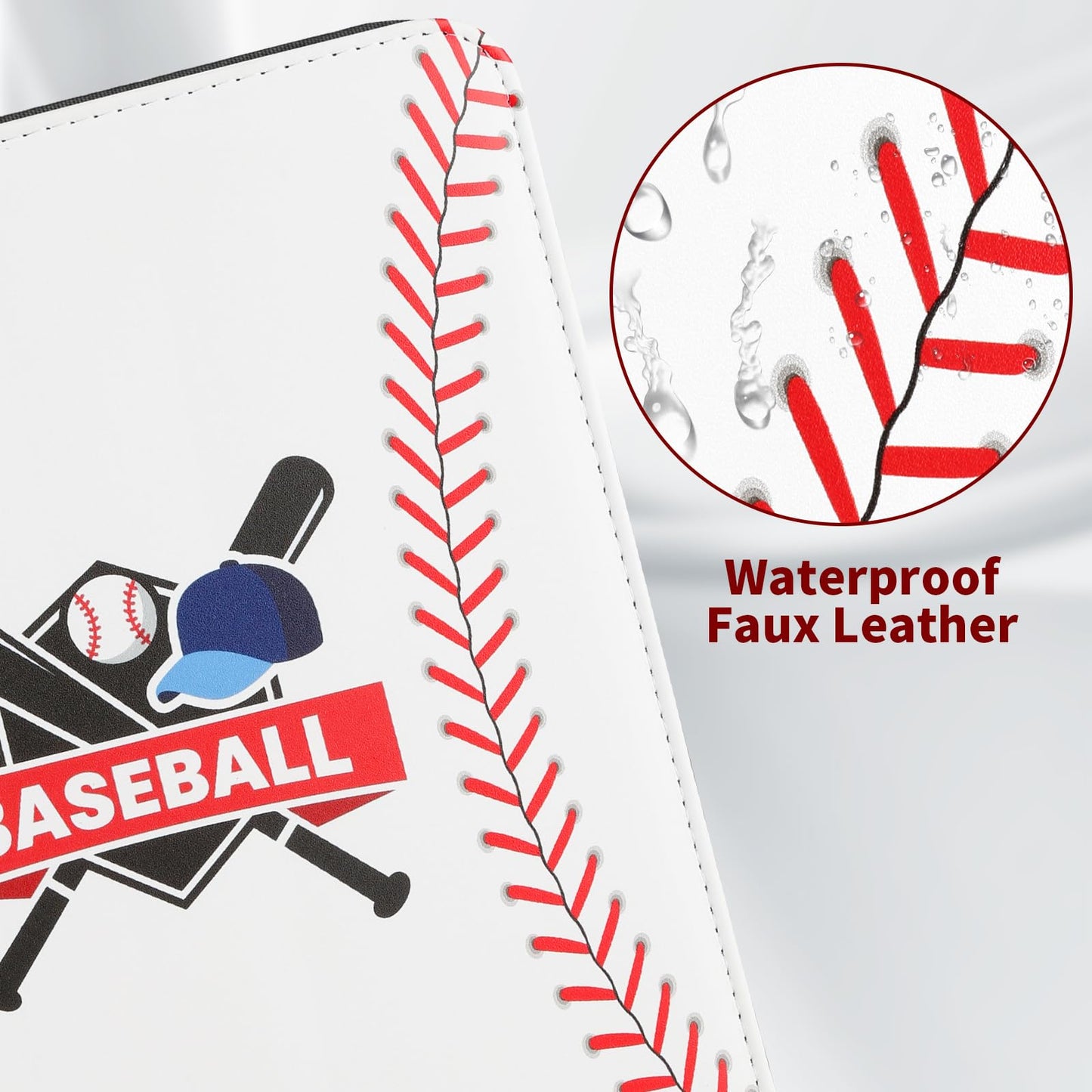 Baseball Trading Card Binder 9 Pocket  enhanced Zip Trading Card Binder  Waterproof 720 Double Sided Pocket PU Collection Binder  Card Album for YuGiOh  MTG  TCG  Game Cards & Sports Cards (white 5)