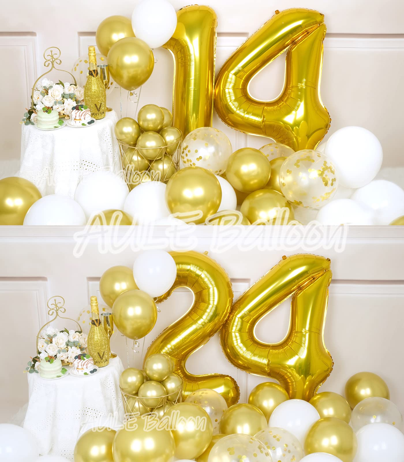 Aule 40 Inch Big Gold 4 Balloon Number Large Foil Helium Number Balloons 0-9 Jumbo Giant Happy 4Th Birthday Party Decorations Fo
