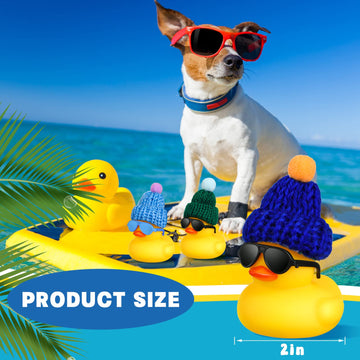Chivao 12 Pcs Mini Rubber Ducks With Sunglasses/ Glasses And Hats/ Necklace, Cruise Rubber Ducks In Bulk Valentine'S Day Gift Small Duck Bathtub Toy For Hiding Party Favor(Yellow, Lovely Style)
