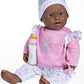 Jc Toys La Baby African American 20-Inch Small Soft Body Baby Doll La Baby | Washable |Removable Pink Floral W/Hat, Pacifier & Magic Bottle | For Children 12 Months +