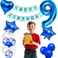 Huture 9 Birthday Party Supplies Blue Number 9 Foil Balloon Happy Birthday Banner Kit 9Th Birthday Decoration White Blue Latex C