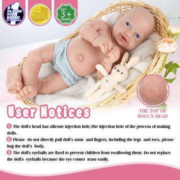 Vollence 23 Inch Silicone Reborn Baby Dolls Anatomically Correct Lifelike Silicone Newborn Baby Doll For Children Birthday Gift - Girl
