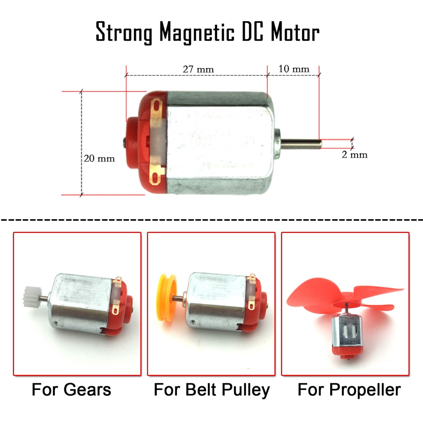 18 Set DC Motors Kit, Mini Electric Hobby Motor 3V -12V 25000 RPM Strong Magnetic with Shaft Propeller, 2 x AA Battery Holder,9V