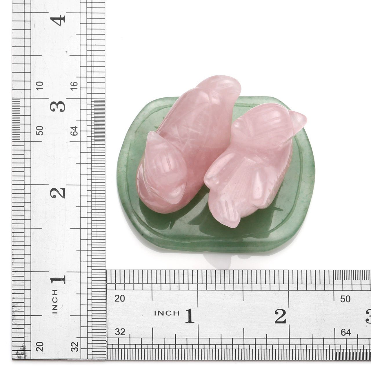 Crystaltears Rose Quartz Mandarin Ducks Love Birds On Lotus Leaf Green Aventurine Fengshui Figurines With Box Gift Valentines Day Gift