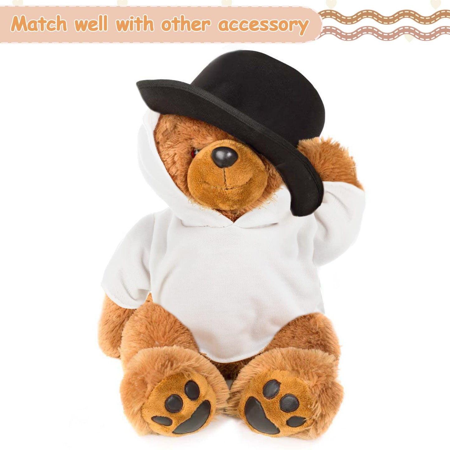 Litherr S 24 Pcs Stuffed Bear Clothes Bulk Sublimation Blank Stuffed Animal Shirt Plush Bear T Shirt Classic Bear Hoodie Tee Shirt Fit 14-18 Inches Stuffed Dolls