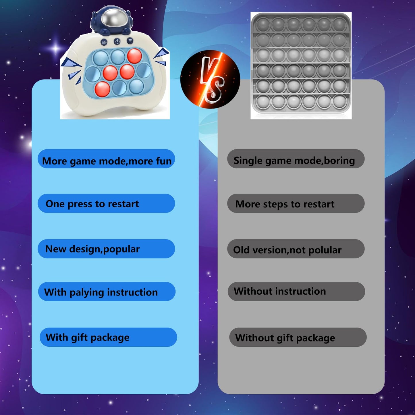 Upgraded Fast Push Game Console, Handheld Puzzle Game Sensory Toys,Pop Bubble Up Toys For Kids, Birthday Gifts For 3-12 Year Old