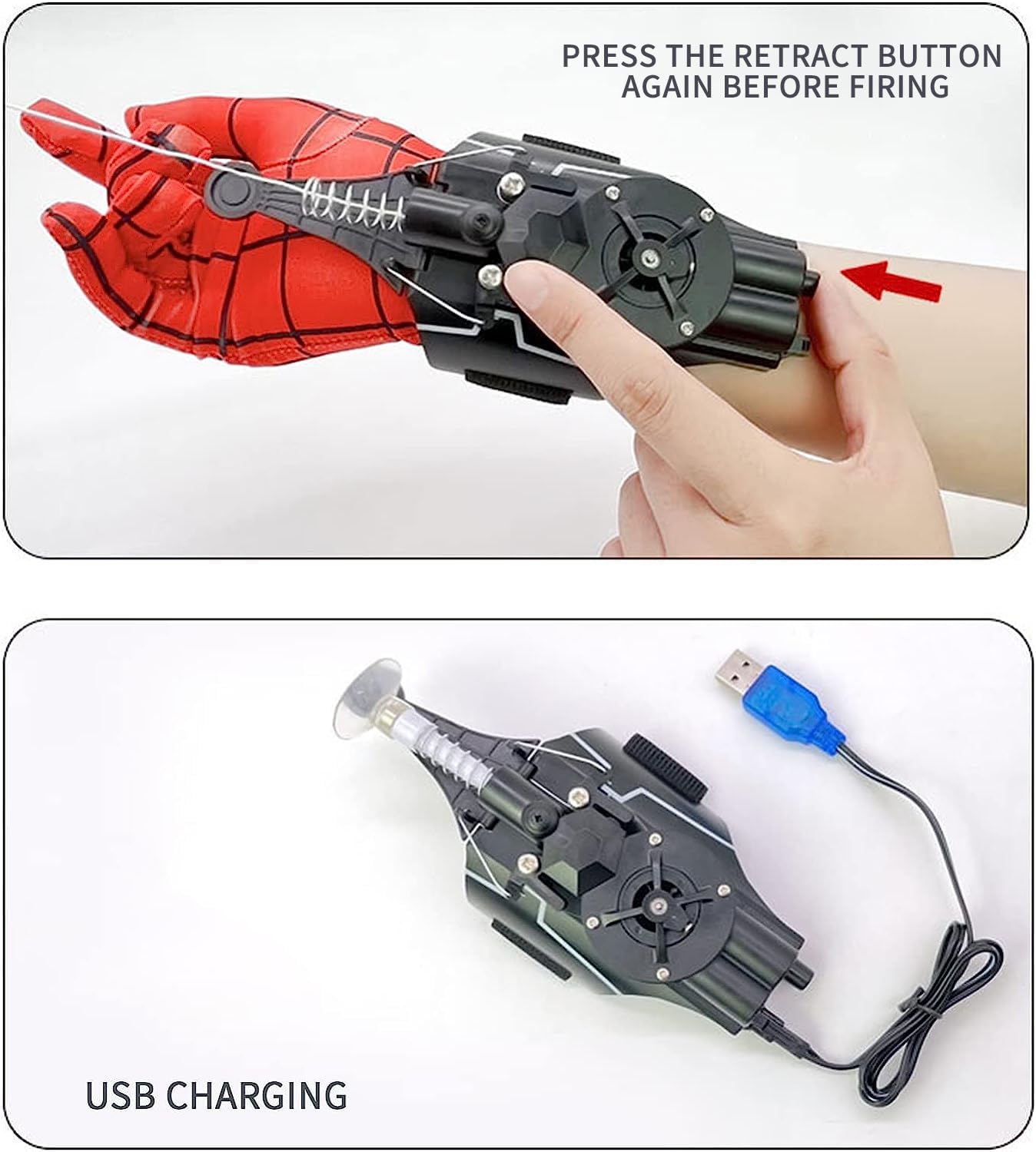 Qhjiu Spider Web Shooter, Real Web Slinger That Actually Shoots For Kids, Cool Toy Things For Superhero Fans