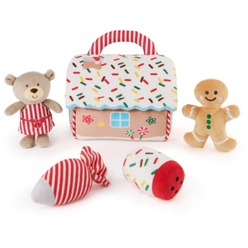 Gund Baby Play Soft Collection, My First Gingerbread House 5-Piece Playset With Rattle, Squeaker And Crinkle Plush Toys, Sensory