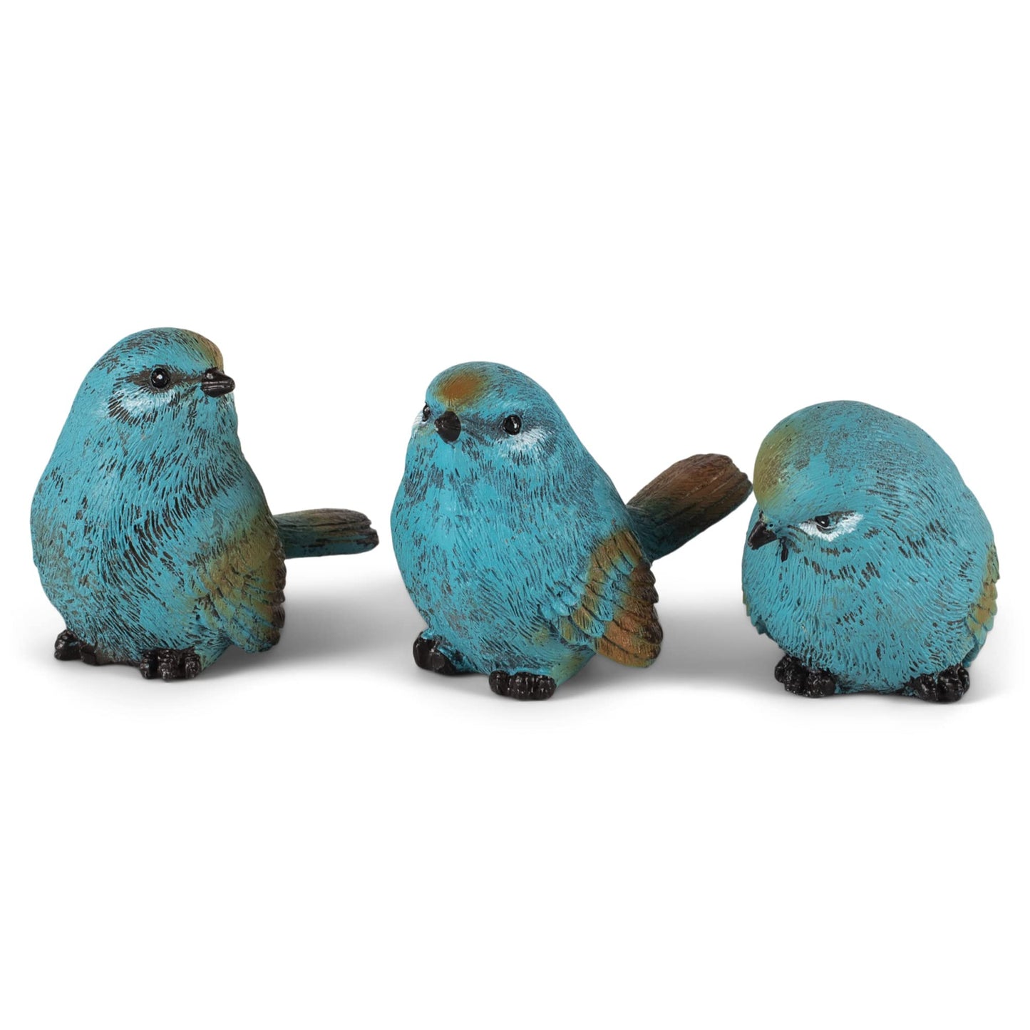 Raz Seaside Cottage Textured Blue Chickadee Birds 2.5 X 2.5 Resin Stone Tabletop Figurines Set Of 3
