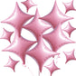 TONIFUL 30Pcs 26In&10In Star Balloons Large Pink Four Pointed Star Shape Foil Balloons Mini Star Mylar Balloons for Birthday Wed