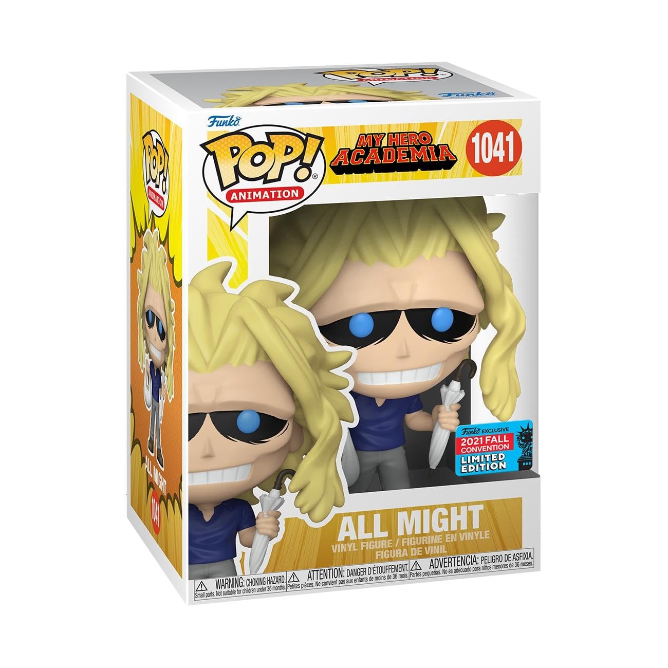 Funko Pop! Vinyl Figure - My Hero Academia All Might with Bag & Umbrella - Standard Size, Multicolour, Model 55517