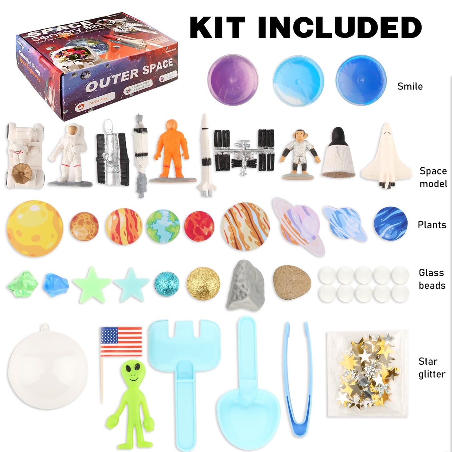 Space Themed Toys Sensory Bin Filler,Planet Toys For Kids, Universe Solar System Toys For Autistic Children, Space Astronauts Se