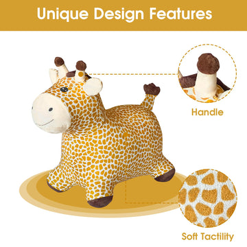 Hotmax Giraffe Bouncy Horse Toy, Inflatable Plush Bouncing Horse For Toddlers, Outdoor Ride On Bouncy Animals, Birthday Gift For 18 Months 2 3 4 Year Old Boy Or Girl