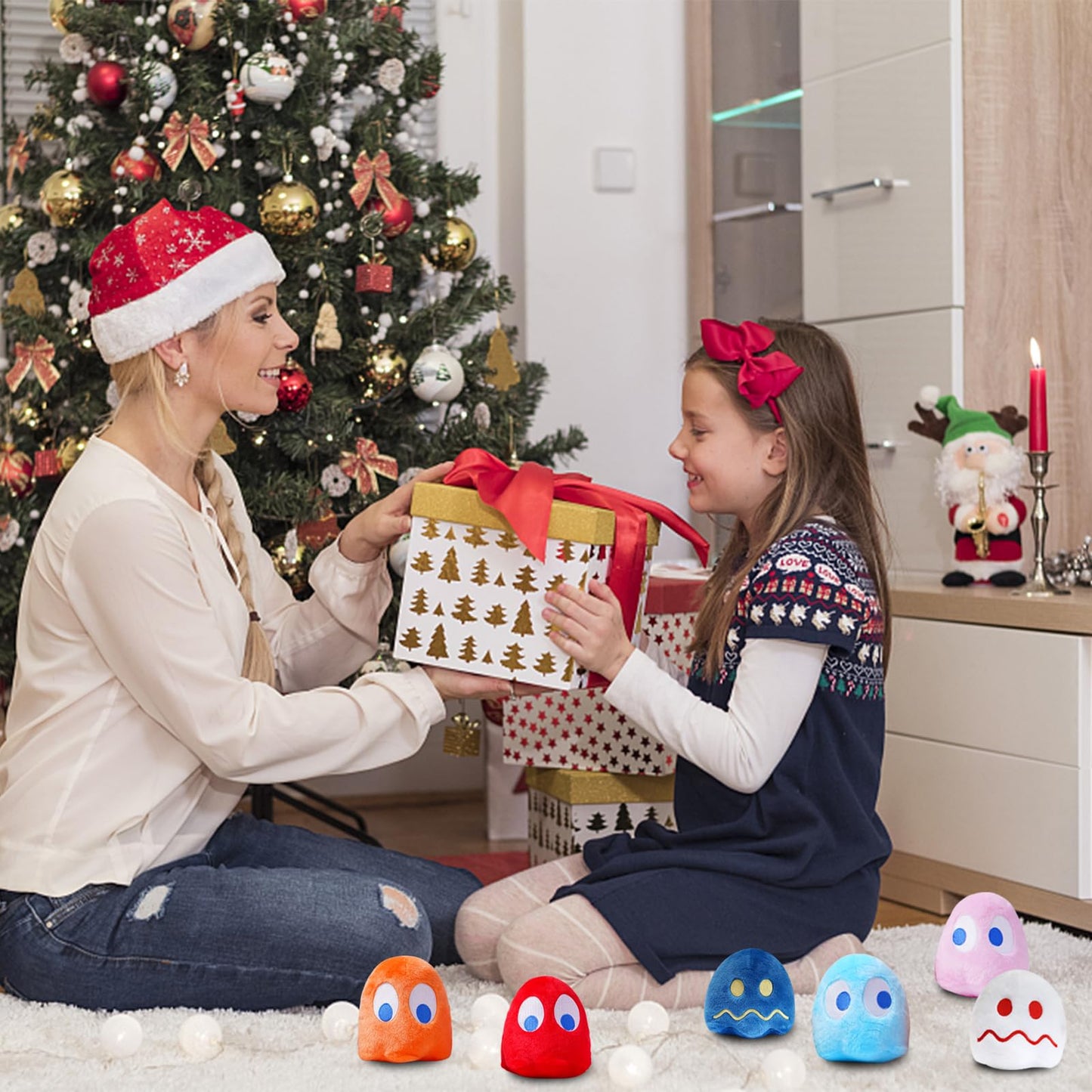Pingong Pacn Game Man Plush Toy Set of 8, 6-inch Ghost Stuffed Animals, Perfect for Parties and Gifts, Kids' Favorites