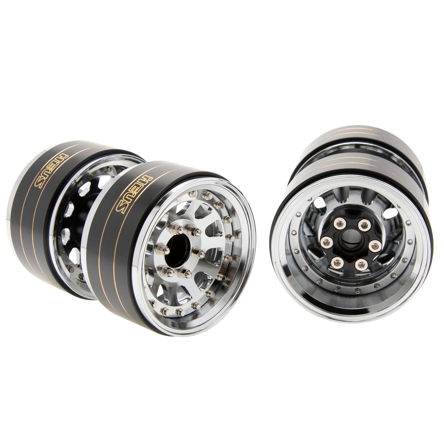 Meus Racing 1.9'' Beadlock Wheels Rims, 120.5G Brass & Aluminum Deep-Dish Wheels For 1/10 Rc Crawler Scx10 Trx4 Vs4-10 Gen8 (D-S