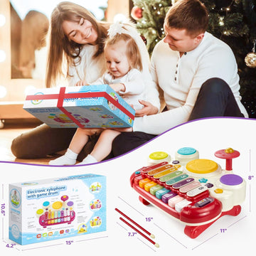 Marstone Baby Toys For 1 Year Old Birthday Gift, 5 In 1 Musical Toys For Toddler 1-2 With Piano, Xylophone, Whack A Mole, Drum S
