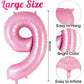 AIQINHU Pink Foil Number 9 Balloon - 40 Inch Jumbo Mylar for Birthday & Anniversary Celebrations