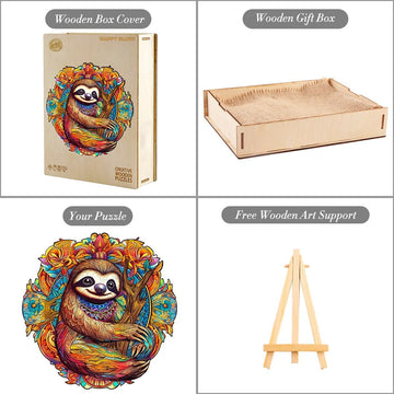 Wooden Jigsaw Puzzle, Sloth Puzzles For Adults, 280Pcs 13.7 * 13.6In. Eco-Friendly Unique Animal Shape Sloth Puzzle, Toy Gift Fo