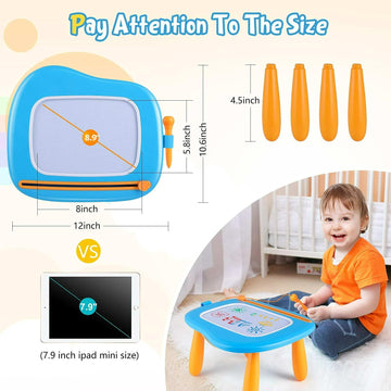 Smasiagon Magnetic Drawing Board for Toddlers, Educational Toy for Ages 1-3, Blue, Model JDCXHB01