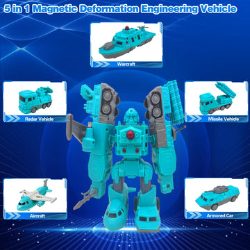 Lawfig Magnetic Transform Vehicles Assembled Toys, Construction Vehicles With Storage Box, 8 In 1 Robot Toys Set, Magnetic Block