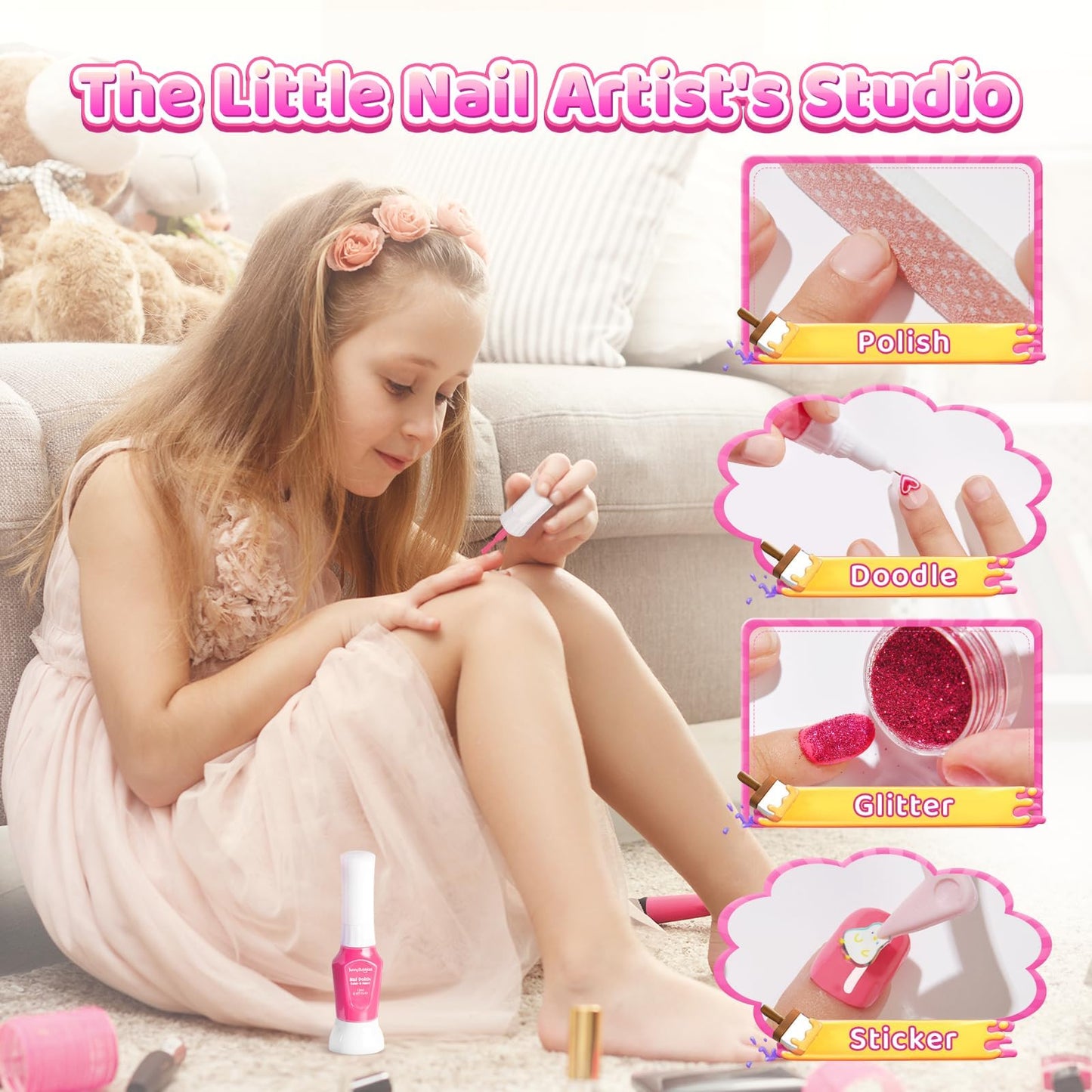 Kids Nail Polish Kit for Girls Gifts- Nails Makeup Toy Set for Kids Christmas Birthday Thanksgiving Gift for 7 8 9 10 11 12 Year