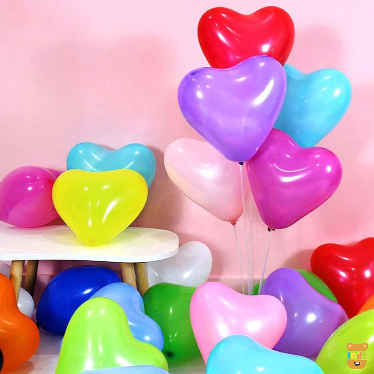ITAF Set of 50 Pcs Heart Shaped Latex Balloons For Birthday/Anniversary/Valentines/Wedding/Engagement Party Decoration  Multic