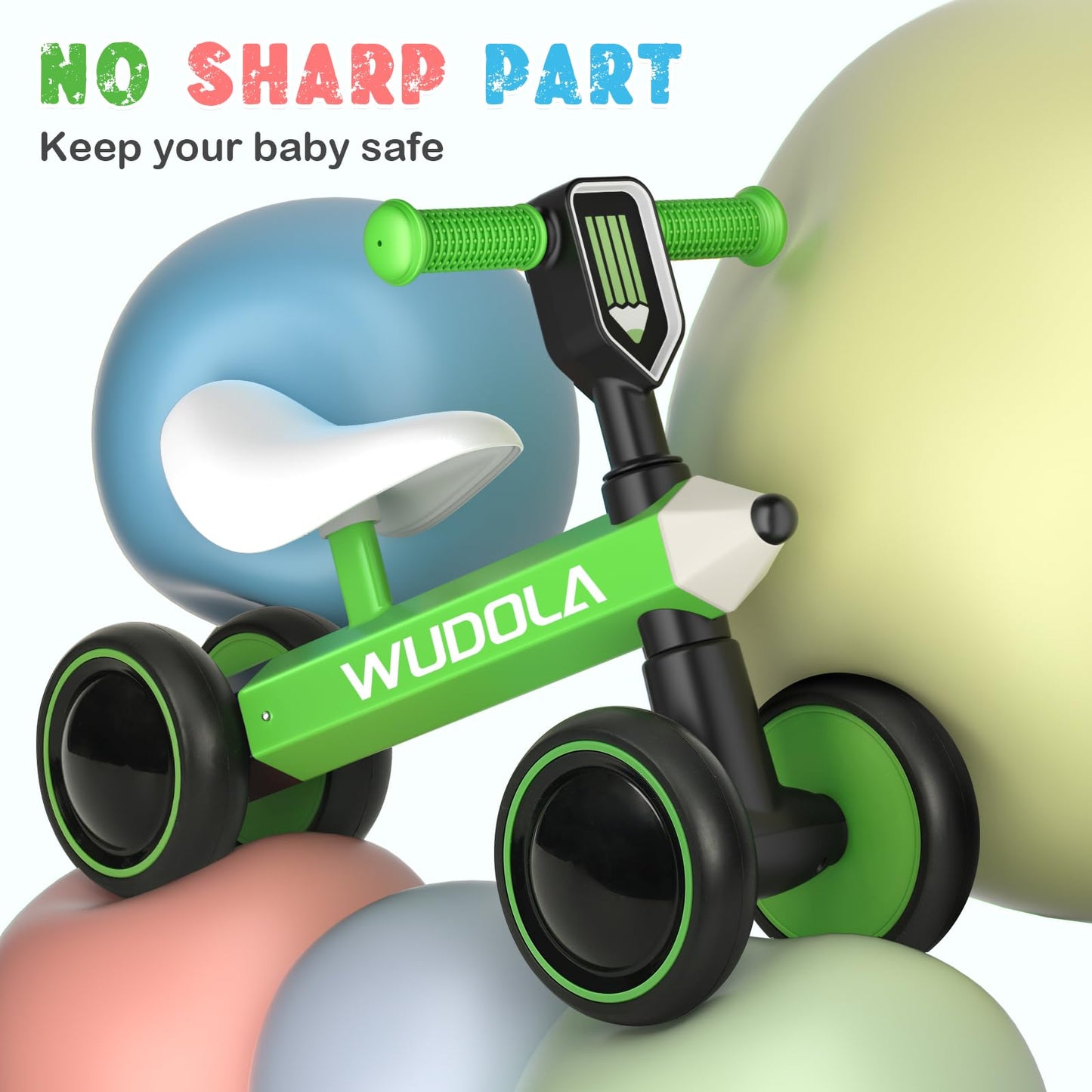 Wudola Baby Balance Bike for 10-36 Months Toddler First Riding Toys, No Pedal 4 Wheels Baby Walker for 1 Year Old Boys Girls Bir