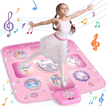 GirlsHome Dance Mat - Unicorn Electronic Dance Pad with 5 Game Modes, LED Lights, Medium, Multi-color, Model Fantasy 9