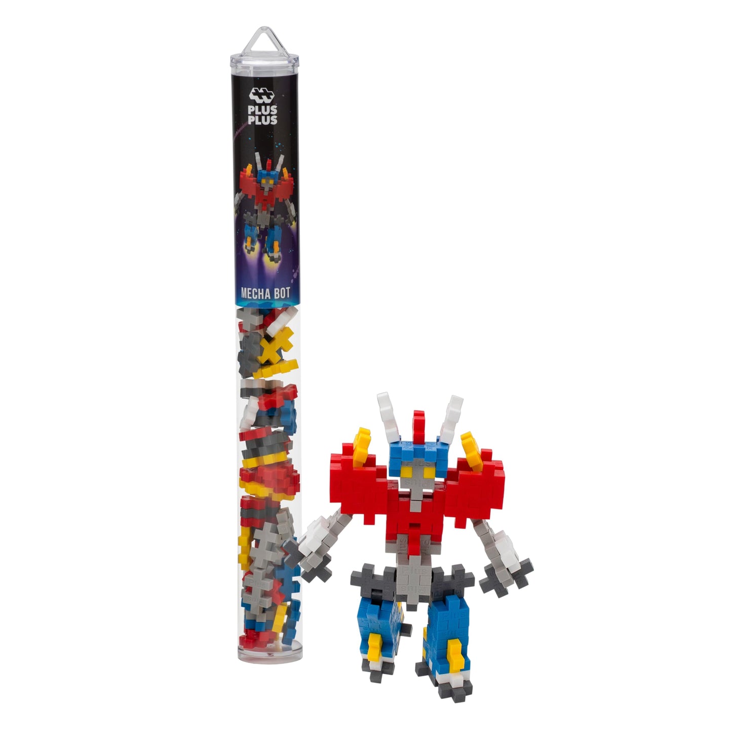 PLUS PLUS 3D Puzzle Kit - 70 Interlocking Pieces STEM Building Blocks, Mecha Robot, Plastic, Model P5110