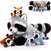 Harrycle 5 Pcs Raccoon Stuffed Animal Set Adorable Mommy Raccoon Plush With 4 Cute Baby Coons In Tummy Soft Cuddly Raccoon Plush