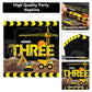 Qyeahkj 100 Pcs Construction 3Rd Birthday Party Tableware Set 3 Years Old Birthday Dinnerware Disposable Construction Plates Nap