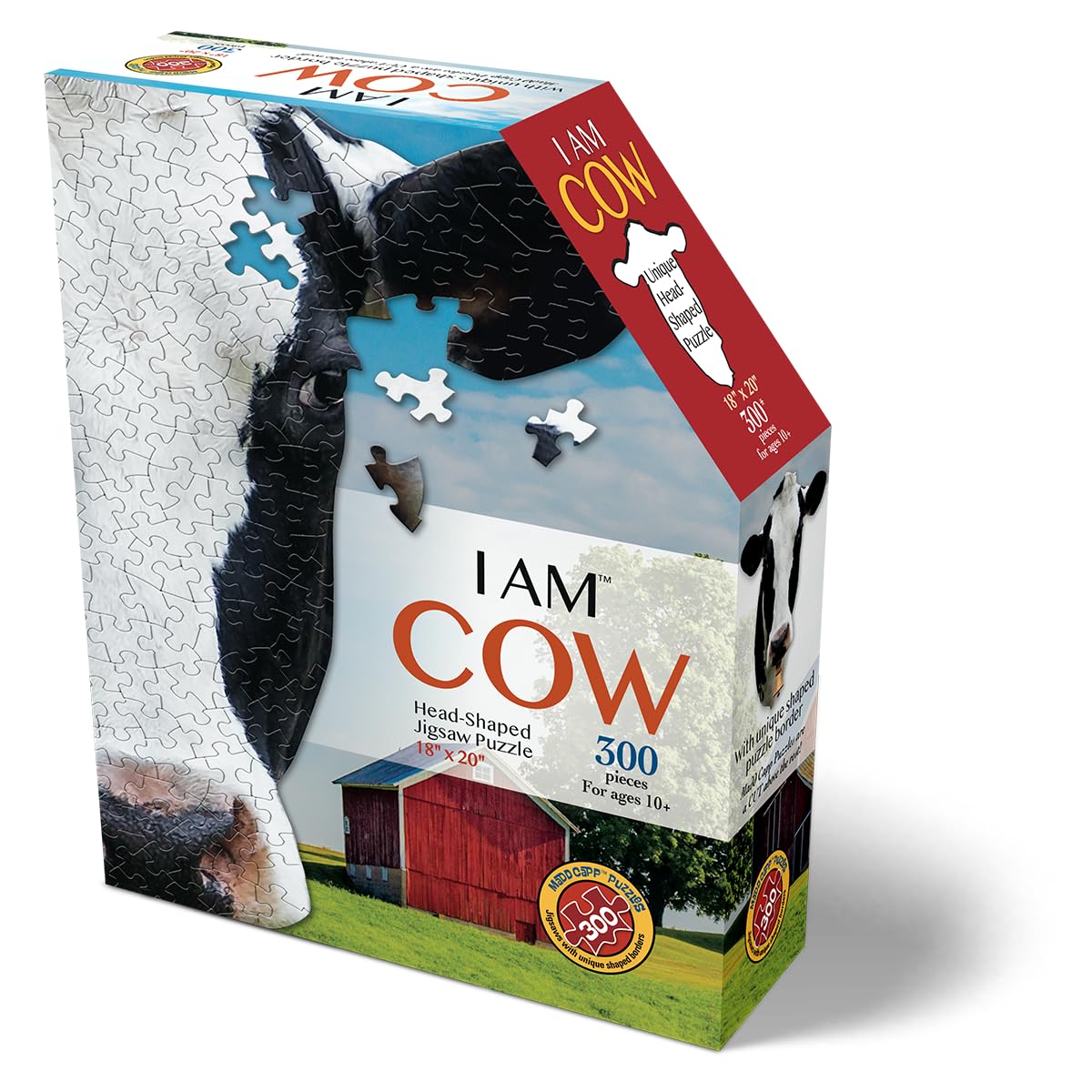 Madd Capp Puzzles - I Am Cow - 300 Pieces - Animal Shaped Jigsaw Puzzle
