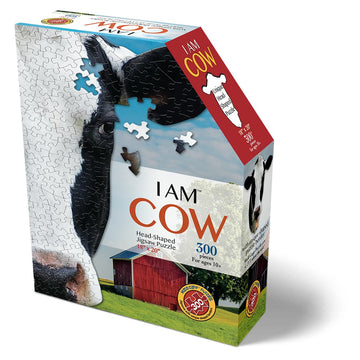 Madd Capp Puzzles - I Am Cow - 300 Pieces - Animal Shaped Jigsaw Puzzle